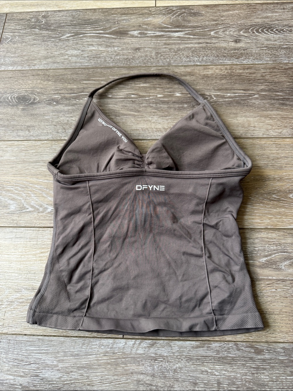 Women’s Dfyne Scrunch Halter Sports Tank Top - Gray - Picture 3 of 6